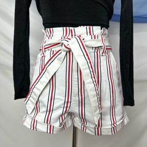 Express size 0 high waisted shorts red, navy blue and white